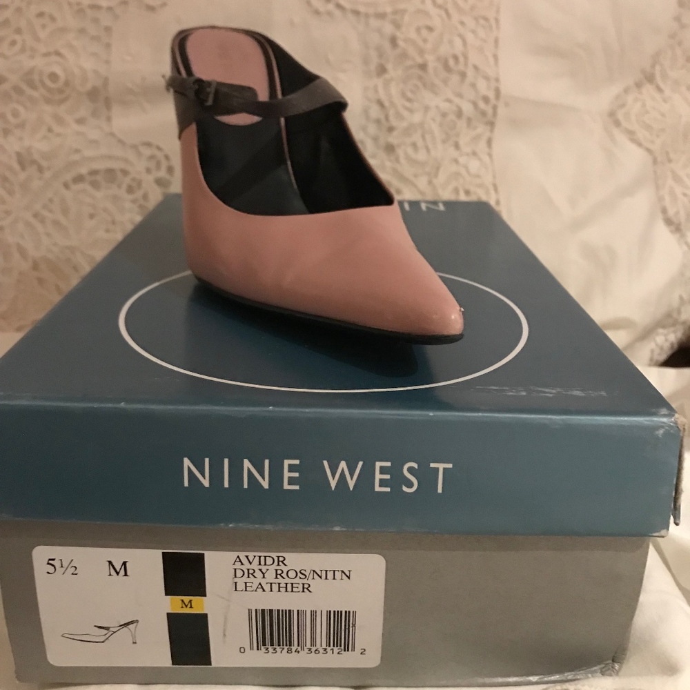 Nine West leather pink & grey heels size 5 1/2